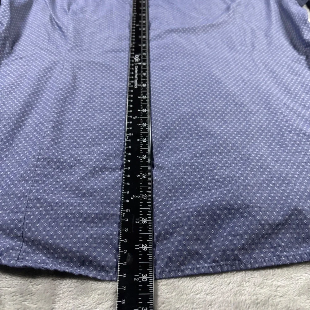 Banana Republic Mens Soft Wash Tailored Slim Fit Blue Diamond Pattern Shirt L